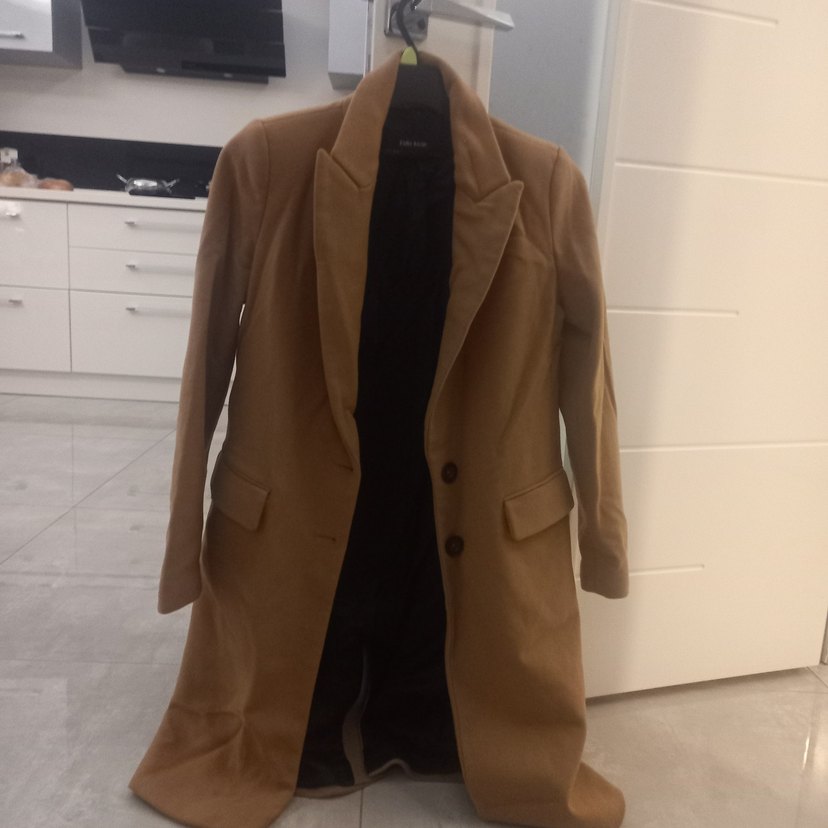 Zara Basic Bej Midi Kadın Kaban - Görsel 5