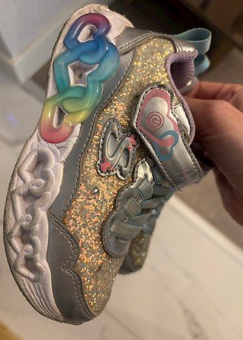 Kız Çocuk Simli Işıklı Spor Ayakkabı - Görsel 4