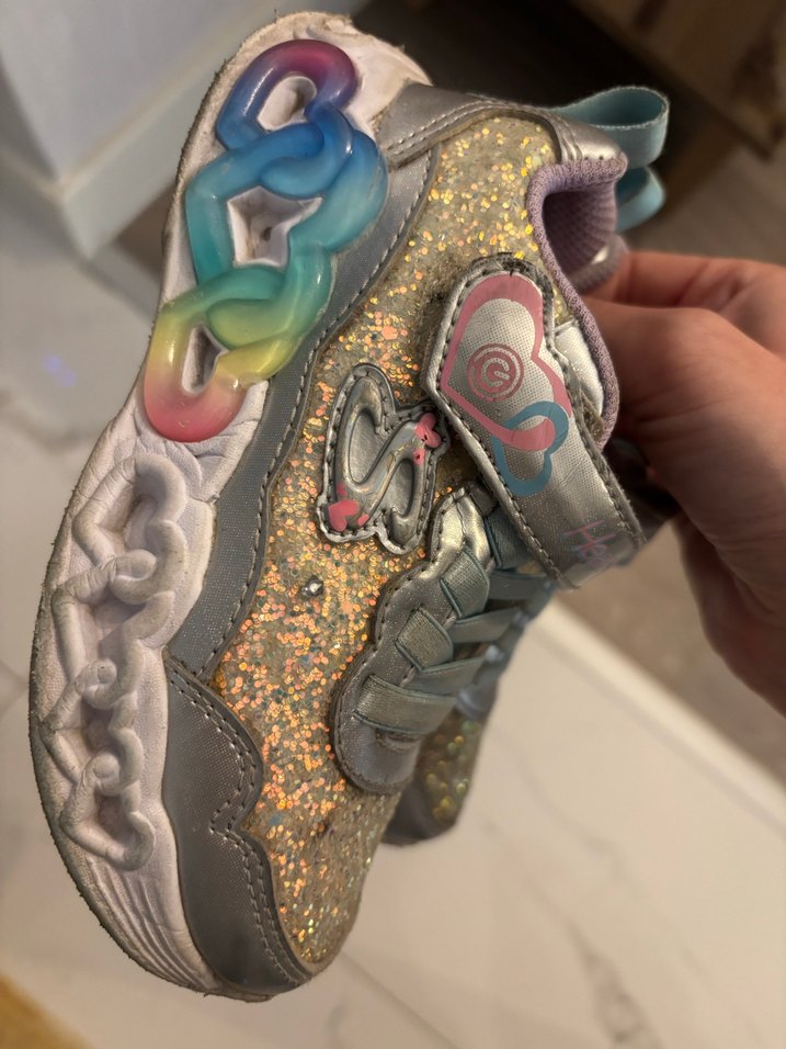 Kız Çocuk Simli Işıklı Spor Ayakkabı - Görsel 4