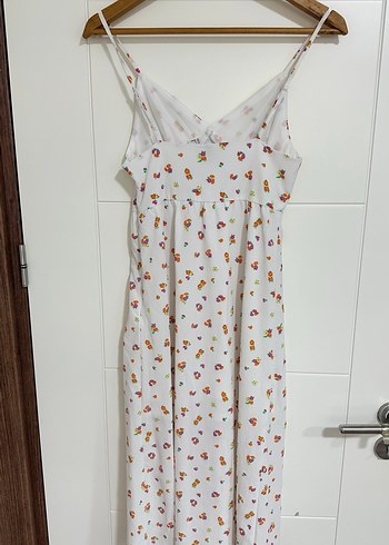 Beyaz Bohem V Yaka Midi Elbise - Görsel 4