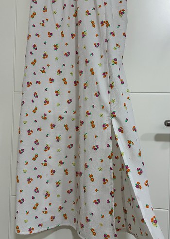 Beyaz Bohem V Yaka Midi Elbise - Görsel 3