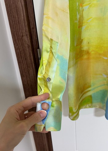 Pastel Renkli Düğmeli Uzun Kollu Kadın Gömlek - Görsel 3