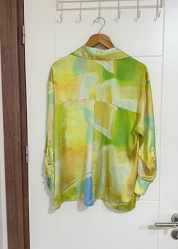 Pastel Renkli Düğmeli Uzun Kollu Kadın Gömlek - Görsel 2