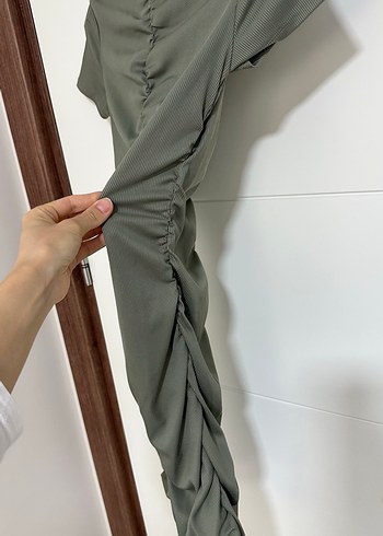 Bohem Gri Uzun Halter Elbise - Görsel 5