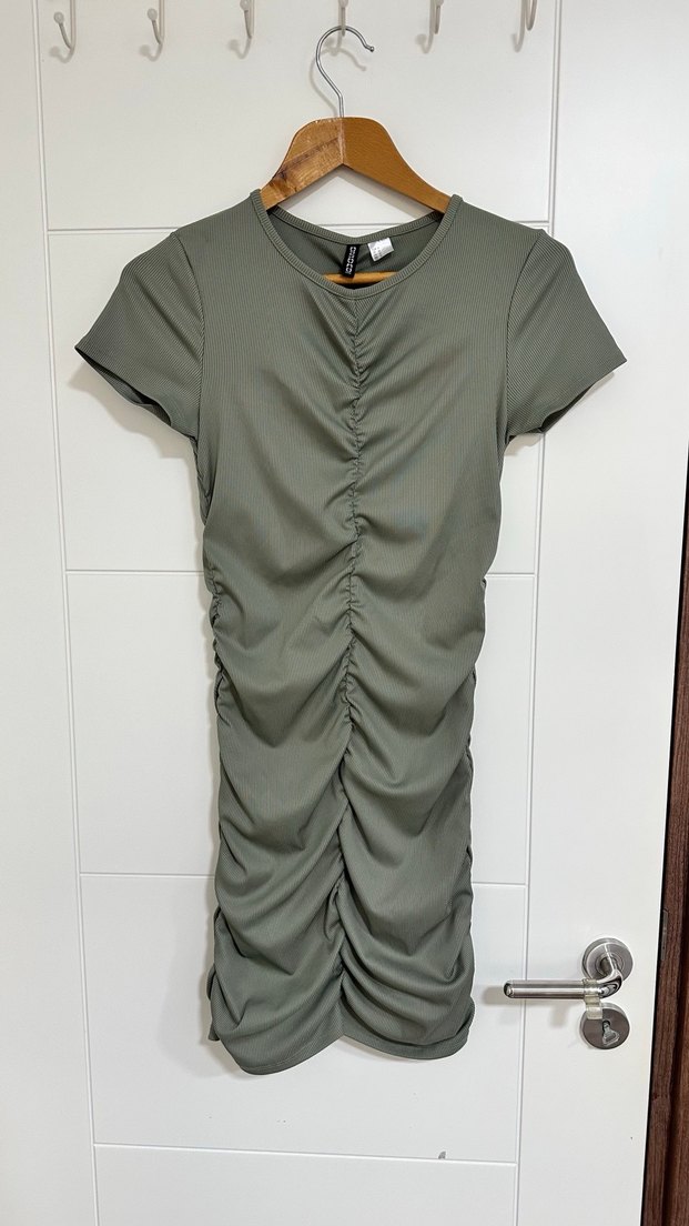 Bohem Gri Uzun Halter Elbise - Görsel 2