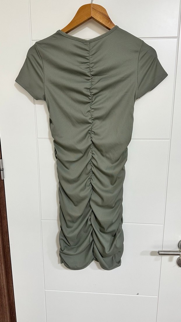 Bohem Gri Uzun Halter Elbise - Görsel 4