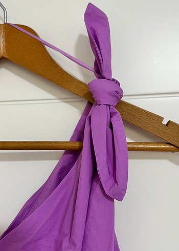 Mor Drapeli Mini Elbise - Görsel 4