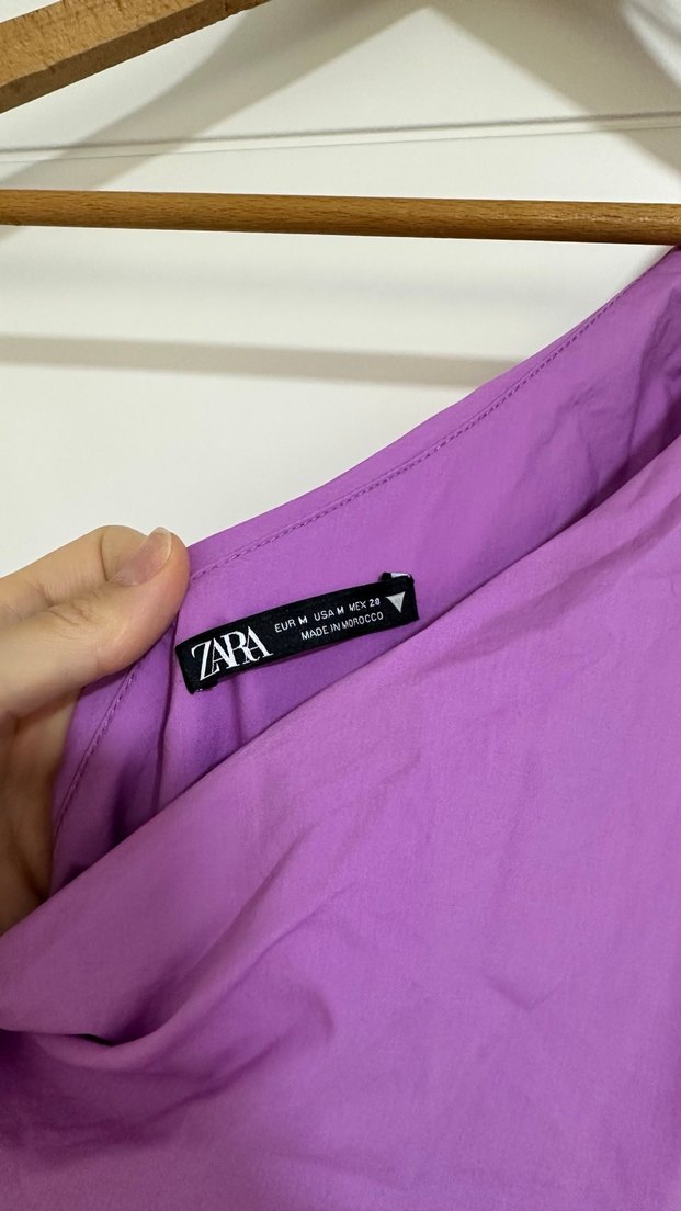 Mor Drapeli Mini Elbise - Görsel 5