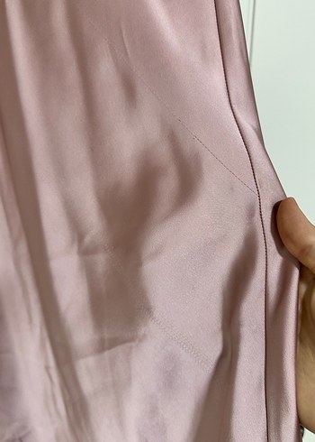 Pudra/Gülkurusu Saten Etek - Görsel 5