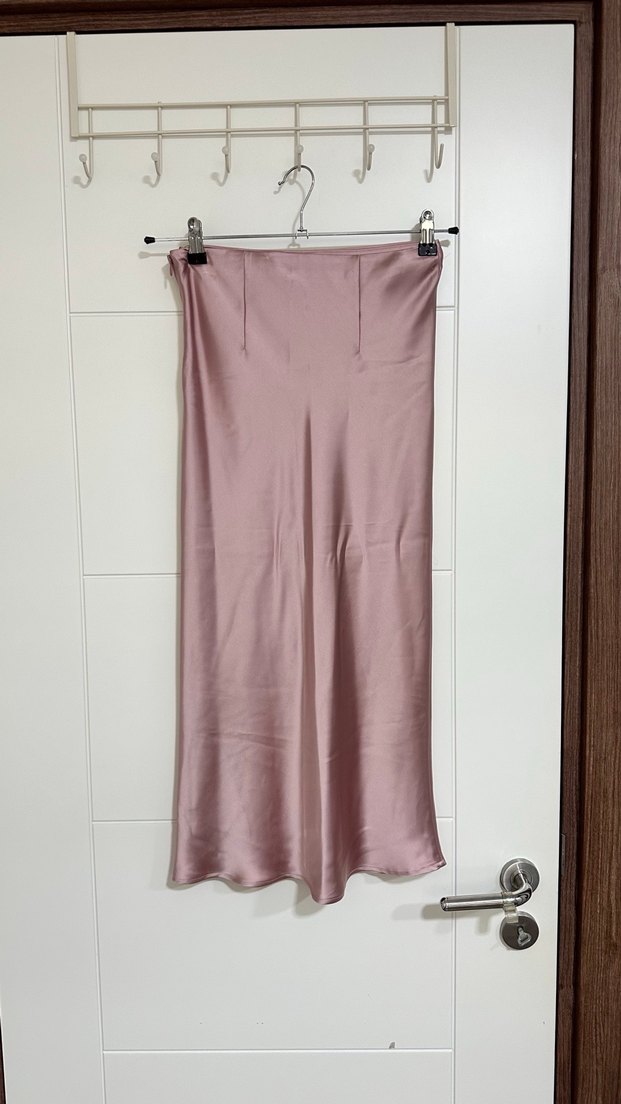 Pudra/Gülkurusu Saten Etek - Görsel 2