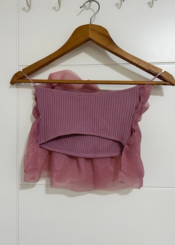 Pembe Straplez Bluz - Görsel 3