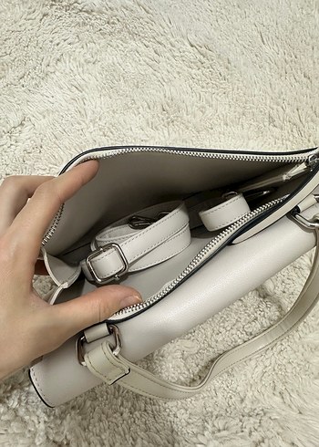 Minimalist Bej Deri Kadın Çanta - Görsel 4