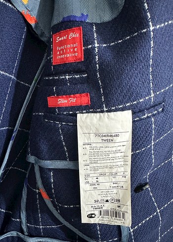 Damat Tween Lacivert Ekoseli Erkek Ceket - Görsel 4