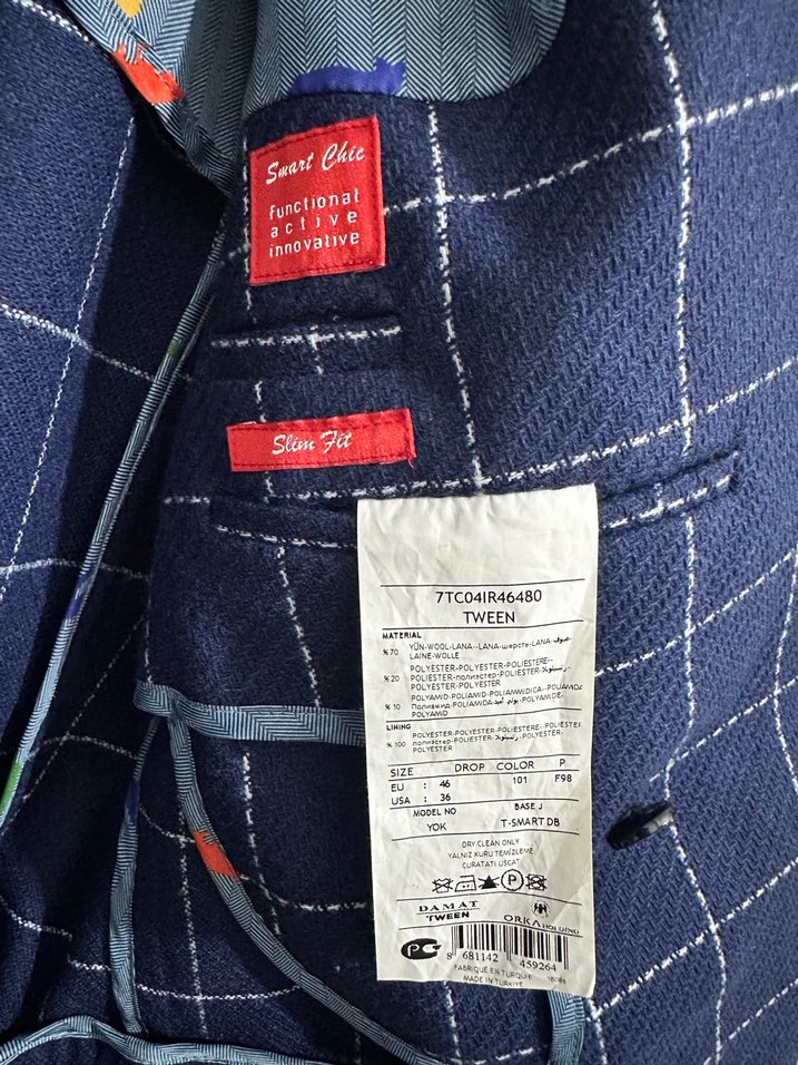 Damat Tween Lacivert Ekoseli Erkek Ceket - Görsel 4