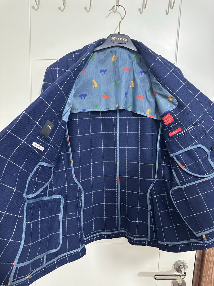 Damat Tween Lacivert Ekoseli Erkek Ceket - Görsel 2