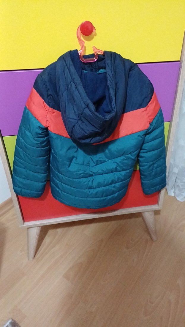 Çok Renkli Erkek Çocuk Kapüşonlu Mont - Görsel 2