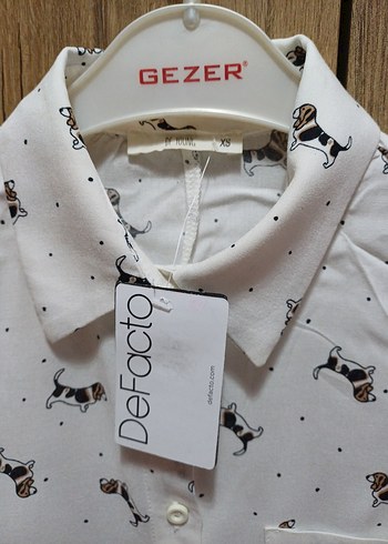 xs Beden köpekli Uzun Kollu Pamuklu Gömlek
