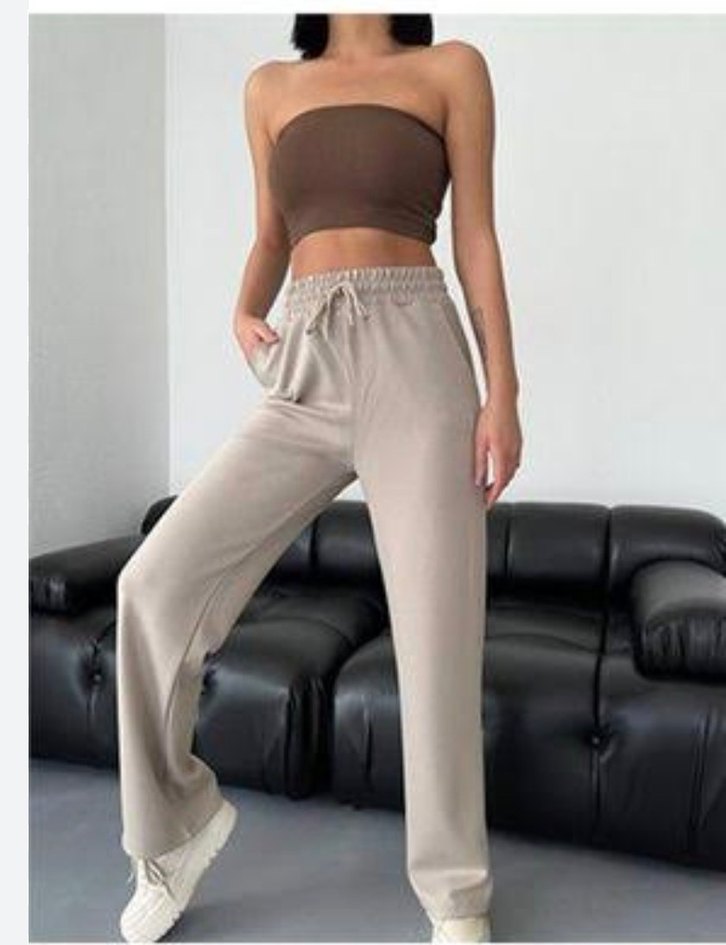 Bej Loose Fit Kadın Eşofman Altı - Görsel 3