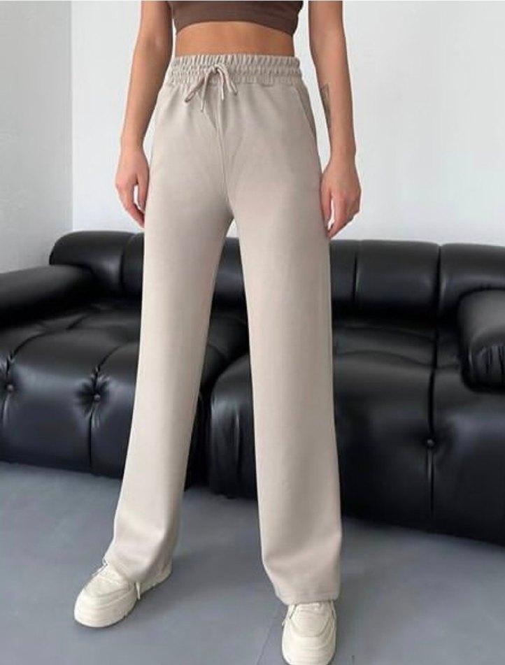 OYSHO KUMAS Bej Rahat Kesim Kadın Eşofman Altı - Görsel 2