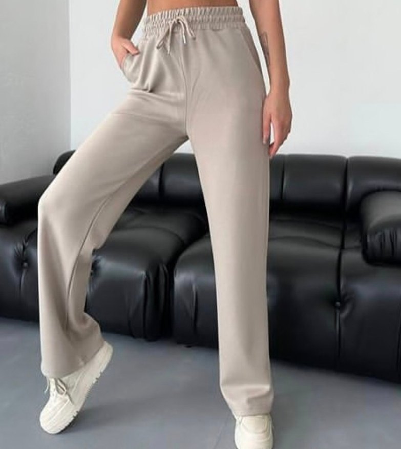 OYSHO KUMAS Bej Rahat Kesim Kadın Eşofman Altı - Görsel 3