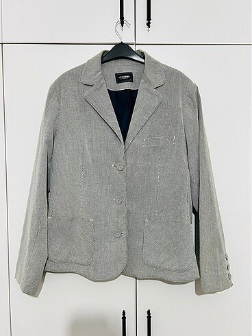 Kadın çizgili Blazer ceket