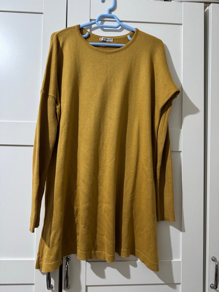 Sarı Uzun Kollu Triko Tunik - Görsel 2