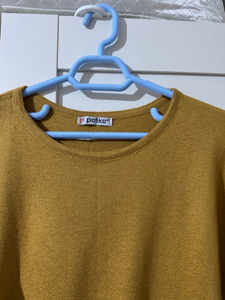 Sarı Uzun Kollu Triko Tunik - Görsel 3