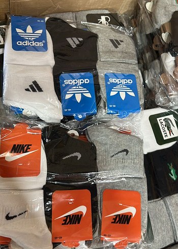 Adidas Erkek Gri Mini Atletik Desenli Çorap