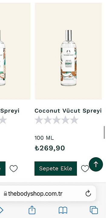 Beden The Body Shop Coconut Vücut Spreyi ve sütü 100 ml