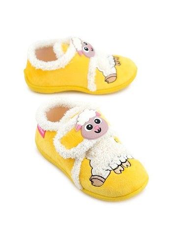 Kız Çocuk Sarı Keçe Terlik, Cırtlı, Nakışlı - Görsel 2