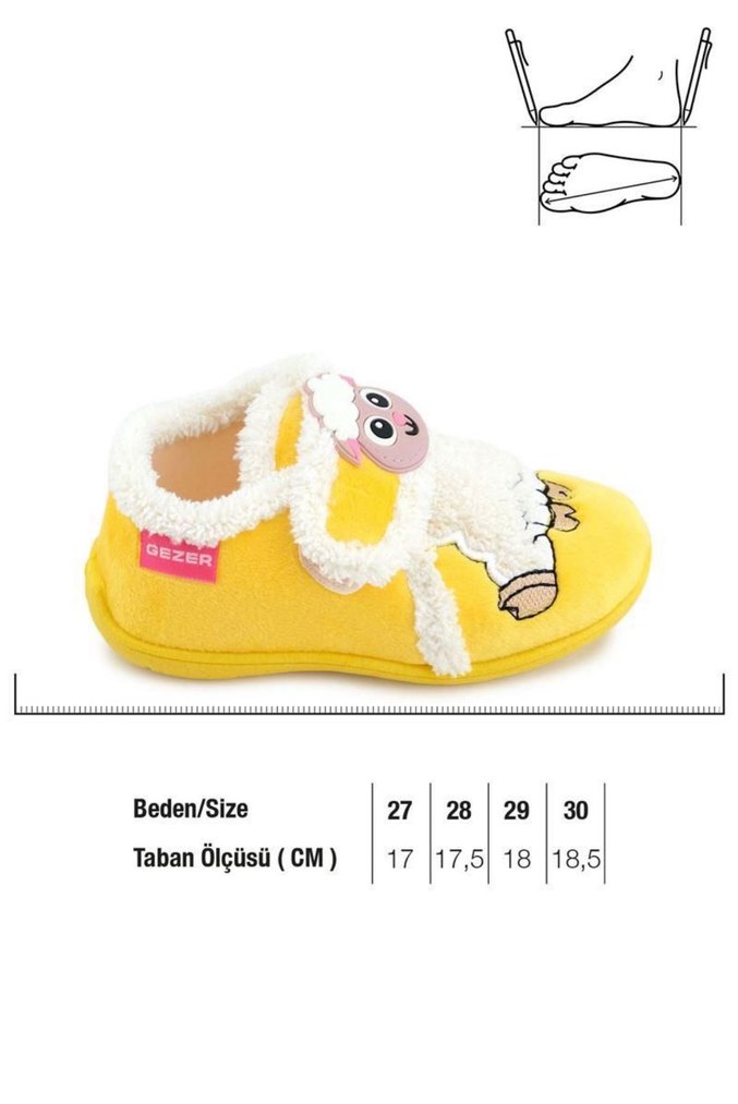 Kız Çocuk Sarı Keçe Terlik, Cırtlı, Nakışlı - Görsel 4
