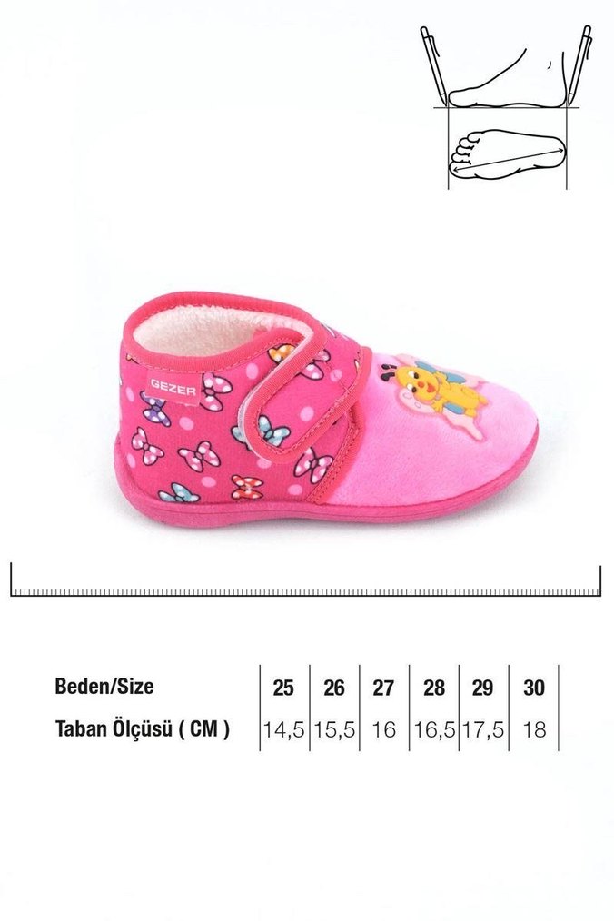 Kız Çocuk Pembe Nakışlı Sıcak Ev Terliği - Görsel 4