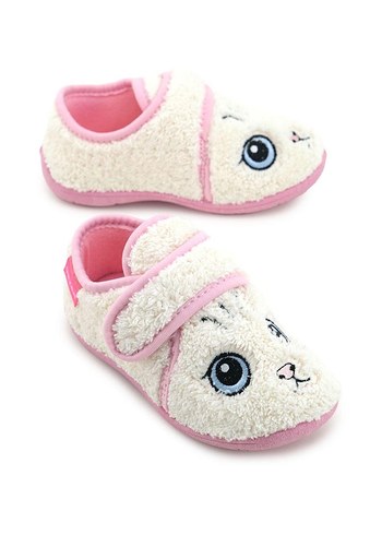 Kız Çocuk Beyaz Nakışlı Sıcak Panduf - Görsel 2