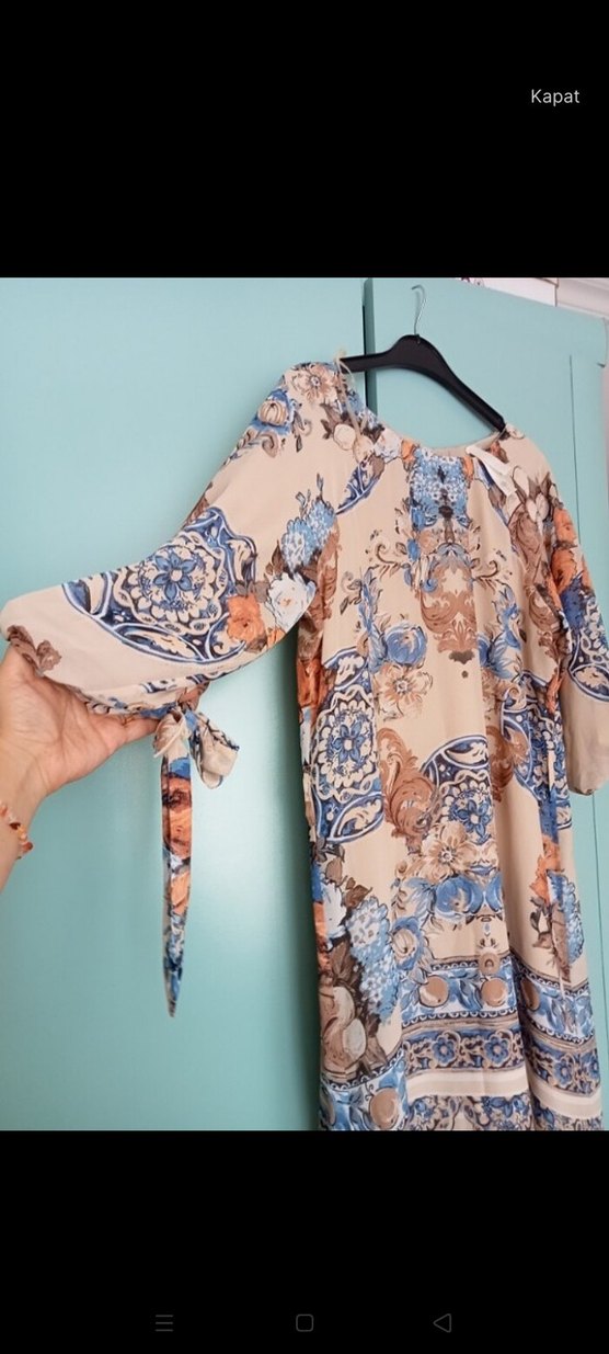 Bohem Tarz Midi Desenli Rahat Elbise - Görsel 2