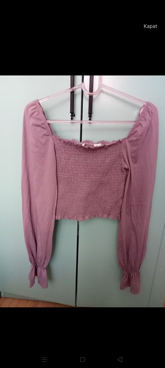 Lila Kare Yaka Gipeli Bluz - Görsel 4
