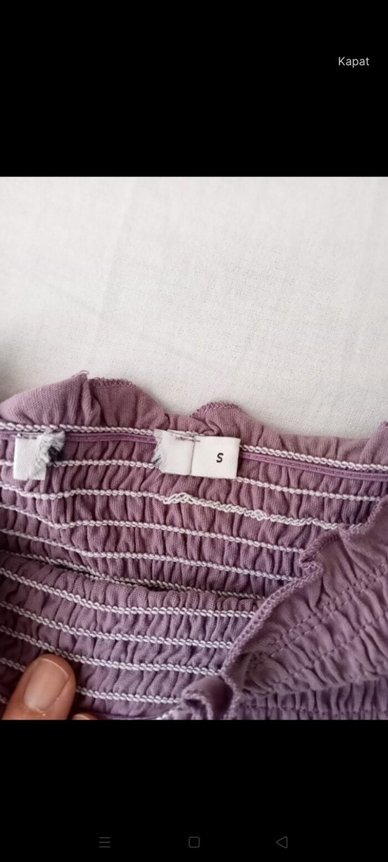 Lila Kare Yaka Gipeli Bluz - Görsel 3