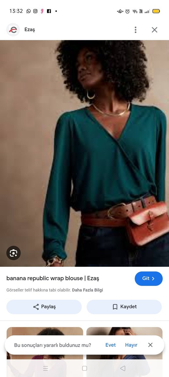 H&M Zümrüt Yeşili Uzun Kollu Drapeli Bluz - Görsel 2