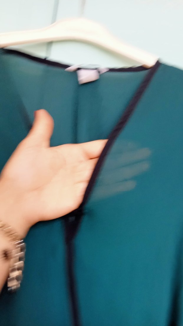 H&M Zümrüt Yeşili Uzun Kollu Drapeli Bluz - Görsel 5