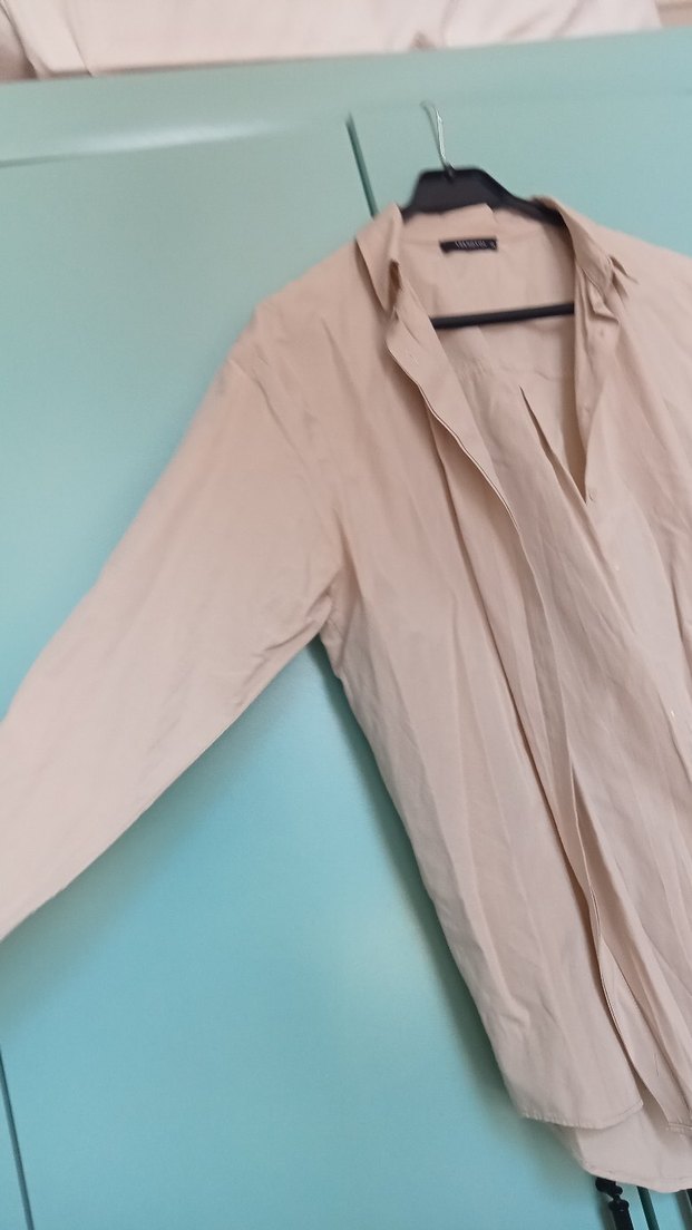 Bej Pamuklu Kadın Gömlek - Görsel 3