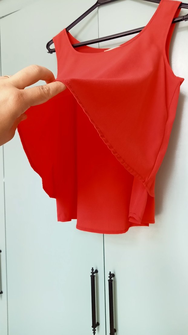 Kolsuz, Katlı, Kemerli Mini Bluz - Görsel 3