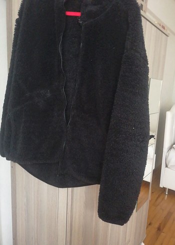 LC Waikiki Siyah Kadın Peluş Ceket