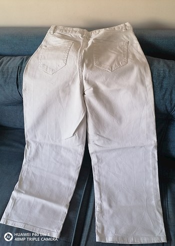 LC Waikiki Beyaz Pamuklu Kadın Kemerli Pantolon