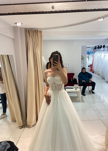 Straplez A Kesim Helen gelinlik