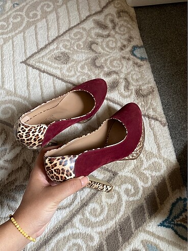 40 Beden Platform bordo ve leopar desenli