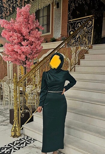 Diğer MODA GÜLAY ABİYE+ ŞAL TESETTÜR zümrüt yeşili