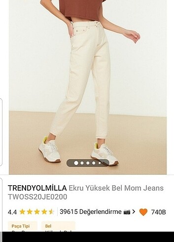 Trendyolmilla Ekru Yüksek bel mom jeans