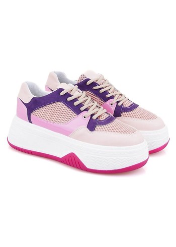 Pembe Bağcıklı Platform Spor Ayakkabı - Görsel 4