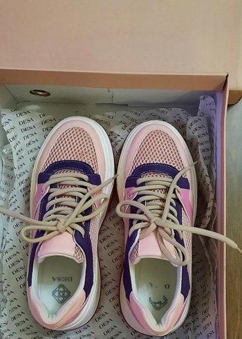 Pembe Bağcıklı Platform Spor Ayakkabı - Görsel 3