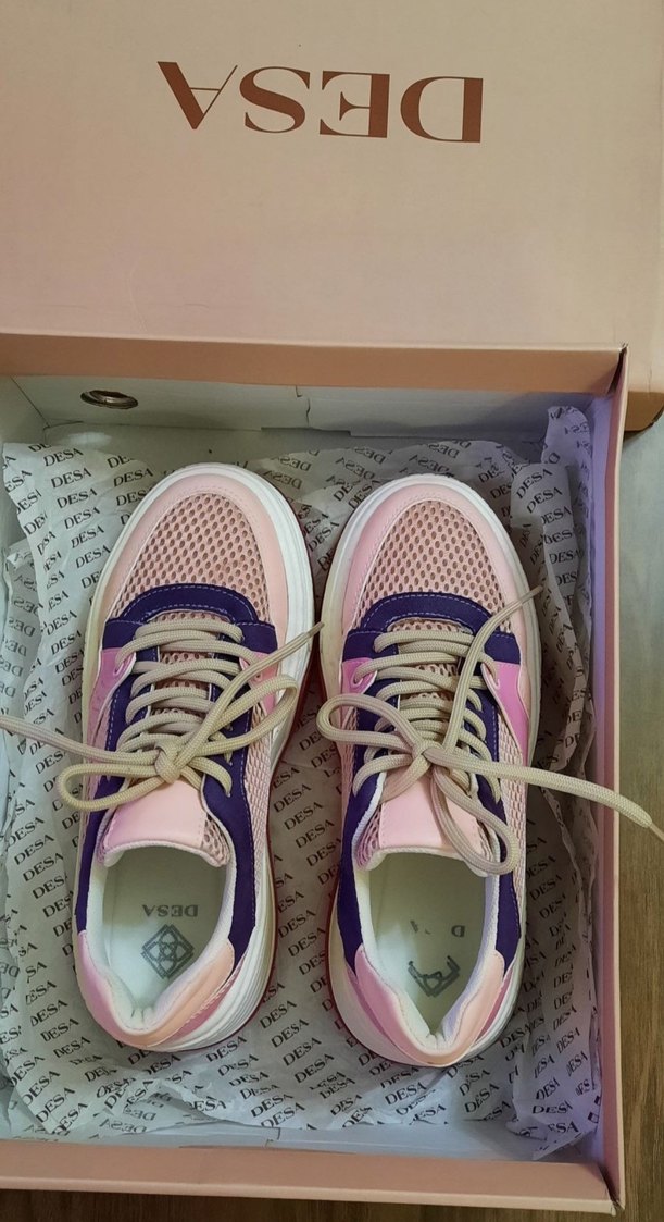 Pembe Bağcıklı Platform Spor Ayakkabı - Görsel 3