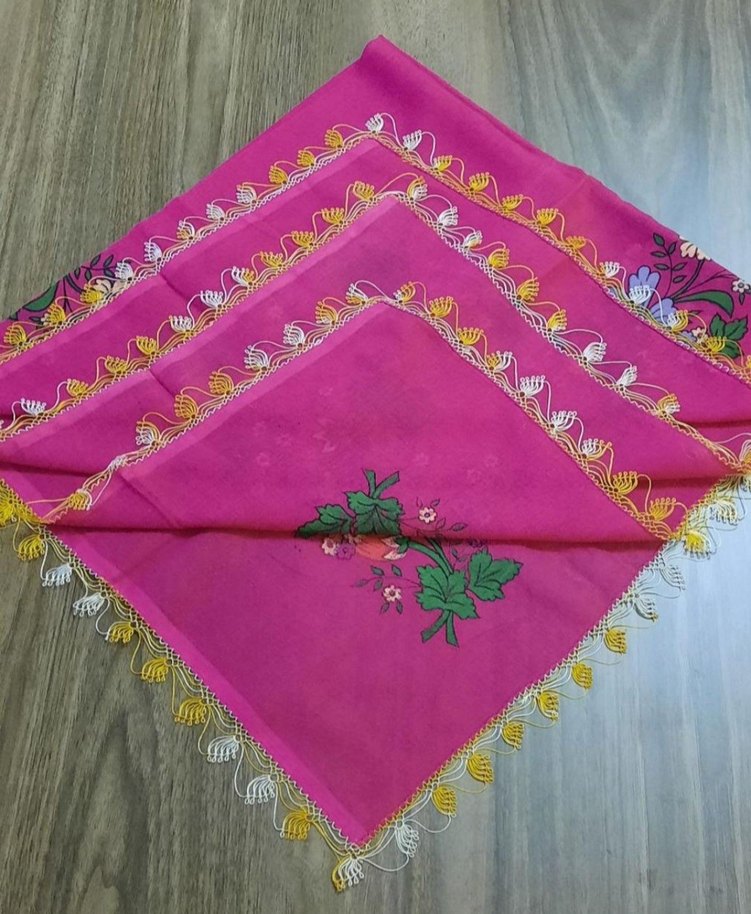 Pembe Dantel Detaylı Bohem Kadın Fular - Görsel 2